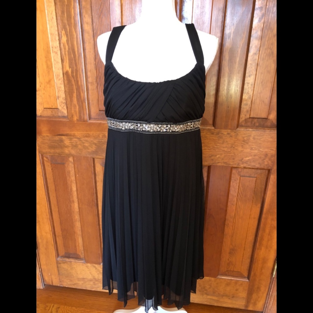NWT Black Sheer Pleated Formal Dress Size XL